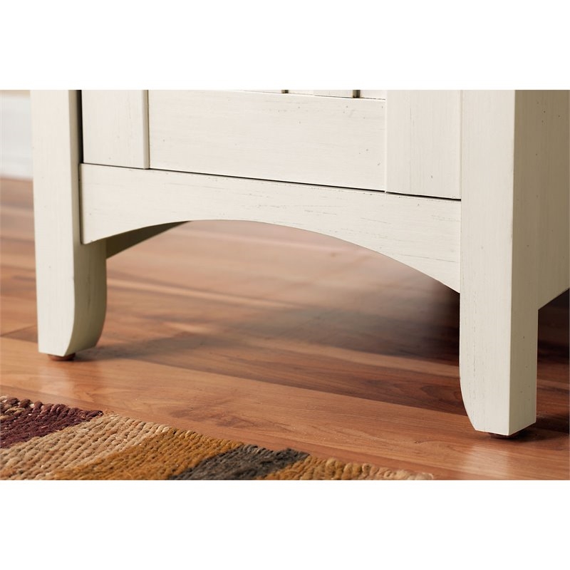Scranton & Co Engineered Wood Antique White L Shaped Desk Space-Saving 60