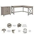 Scranton & Co L-Shaped Engineered Wood Desk with File Cabinet in Washed Gray