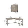 Scranton & Co L-Shaped Engineered Wood Desk with File Cabinet in Washed Gray