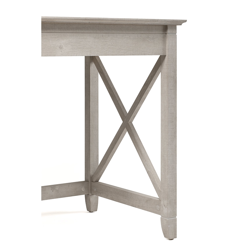 Scranton & Co Furniture Key West 60W L Shape Desk w/ Cabinets & Bookcase in Gray
