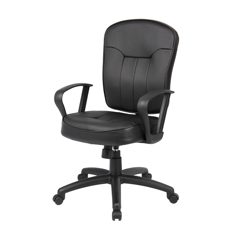 Scranton & Co Contemporary Leather Task Chair with Loop Arms in Black