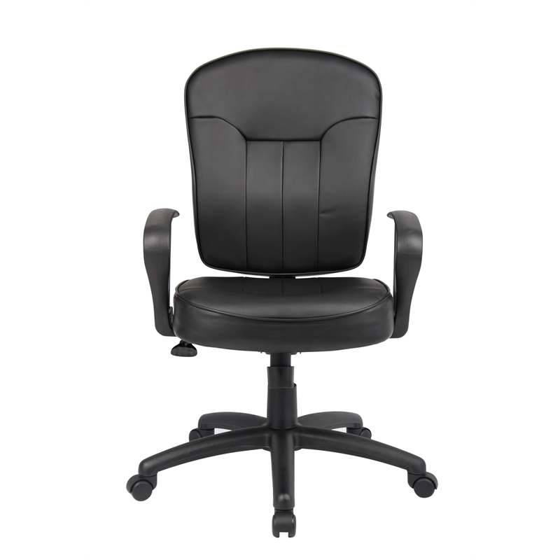 Scranton & Co Contemporary Leather Task Chair with Loop Arms in Black