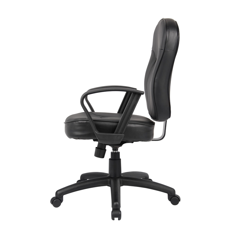 Scranton & Co Contemporary Leather Task Chair with Loop Arms in Black