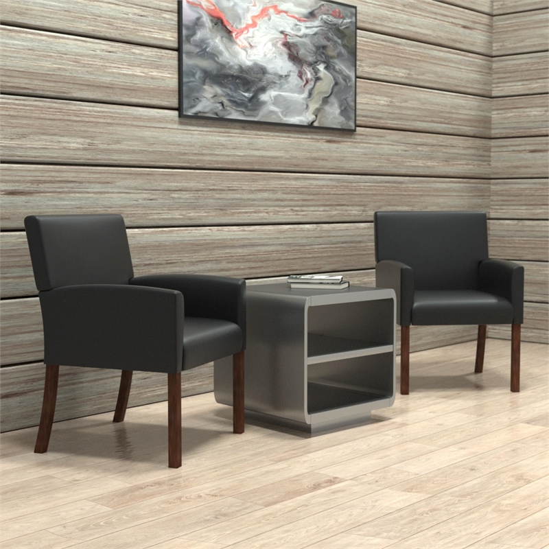 Scranton & Co Contemporary Vinyl Reception Arm Chair in Black