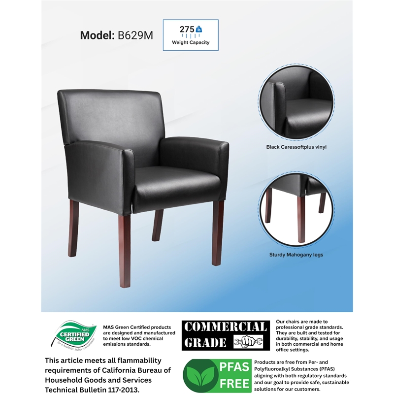 Scranton & Co Contemporary Vinyl Reception Arm Chair in Black