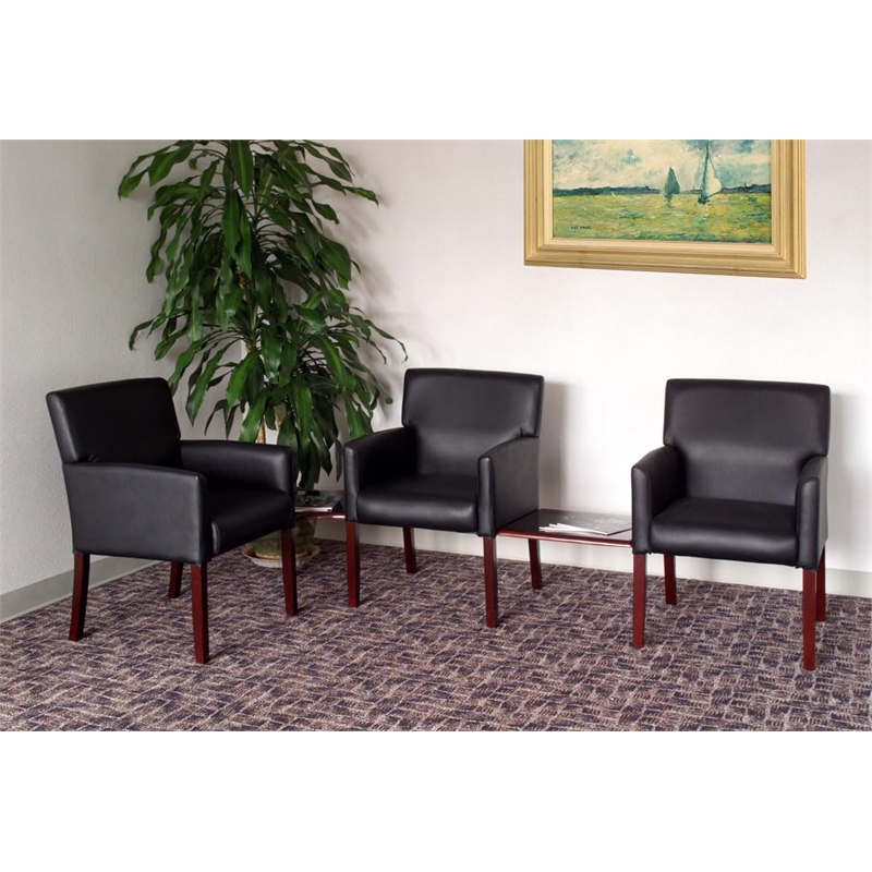 Scranton & Co Contemporary Vinyl Reception Arm Chair in Black