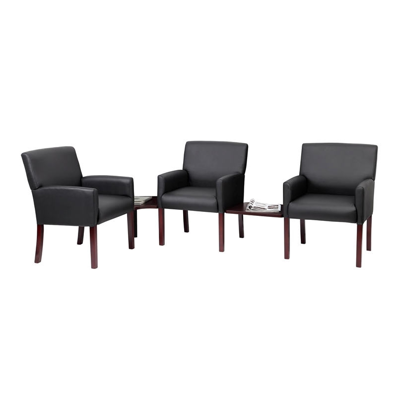 Scranton & Co Contemporary Vinyl Reception Arm Chair in Black
