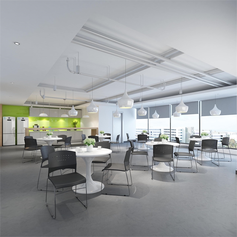 Scranton & Co Contemporary Fabric Guest Stacking Chair in Black