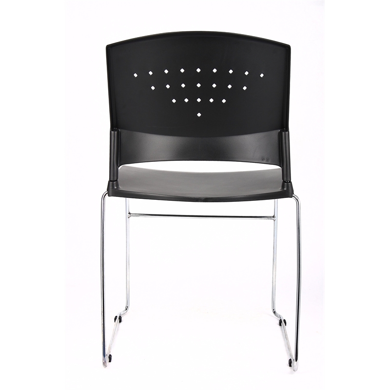 Scranton & Co Contemporary Fabric Guest Stacking Chair in Black