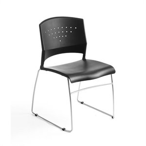 scranton & co contemporary office black stacking guest stacking chair in black