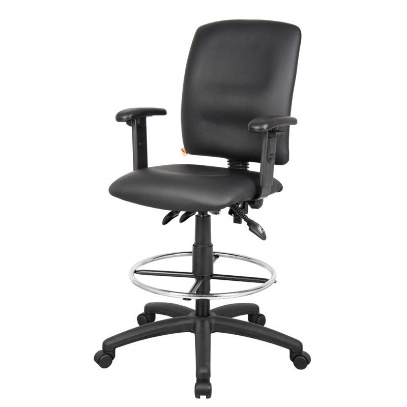 Scranton & Co Multi Function Leather Drafting Stool with Adjustable Arms