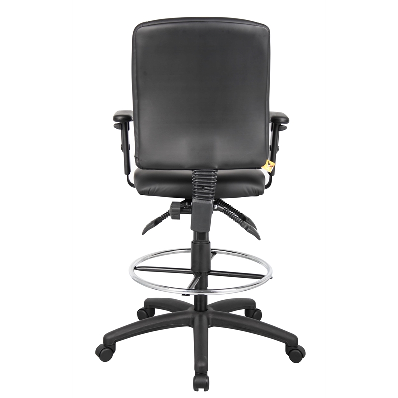 Scranton & Co Multi Function Leather Drafting Stool with Adjustable Arms
