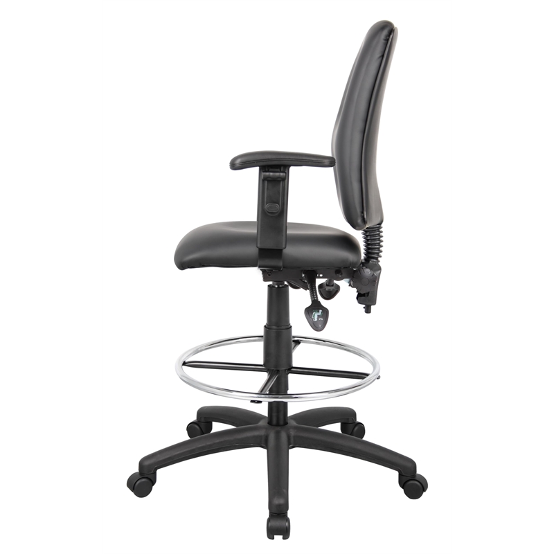 Scranton & Co Multi Function Leather Drafting Stool with Adjustable Arms