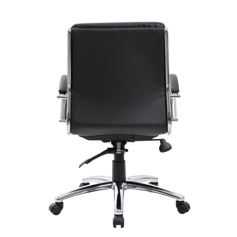 Scranton & Co Modern Vinyl Executive Mid-Back Office Chair in Black
