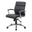 Scranton & Co Modern Vinyl Executive Mid-Back Office Chair in Black
