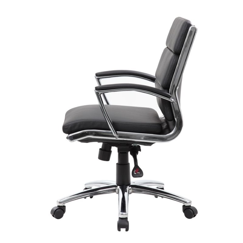 Scranton & Co Modern Vinyl Executive Mid-Back Office Chair in Black
