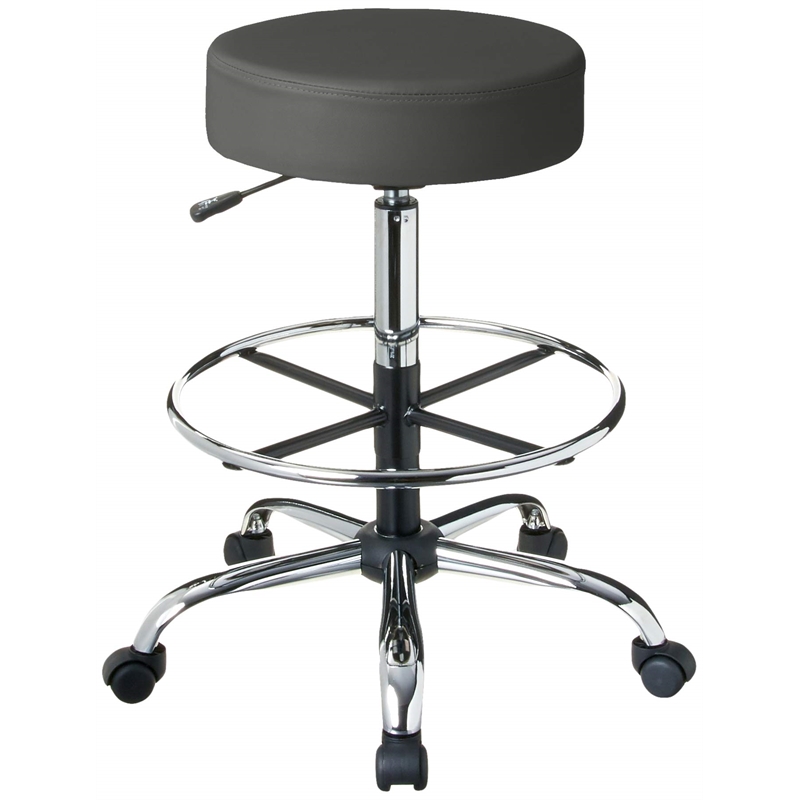 Scranton & Co Faux Leather Adjustable Medical Drafting Stool in Gray