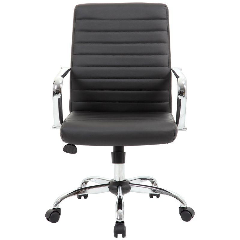 Scranton & Co Modern Faux Leather Swivel Office Chair in Black