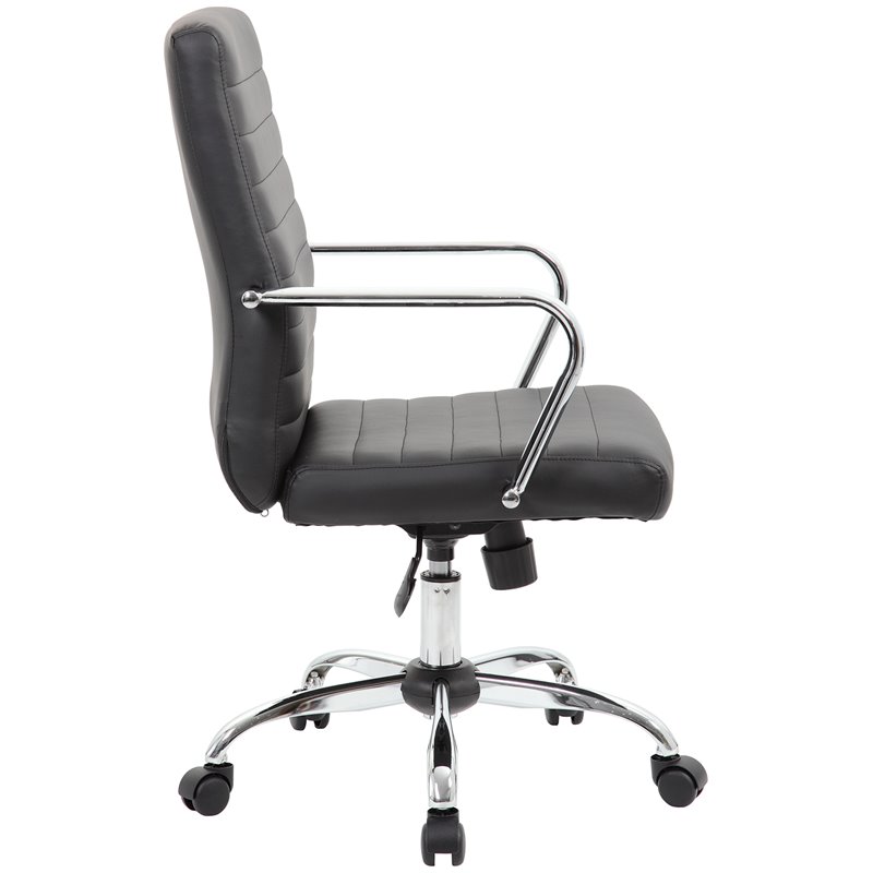 Scranton & Co Modern Faux Leather Swivel Office Chair in Black