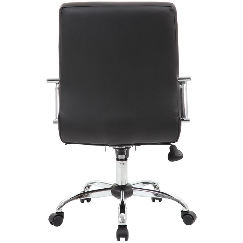 Scranton & Co Modern Faux Leather Swivel Office Chair in Black