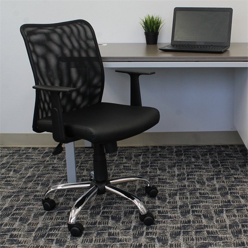 Scranton & Co Mesh Back Swivel Task Chair in Black