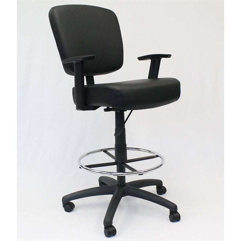 Scranton & Co Modern Faux Leather Swivel Drafting Stool in Black