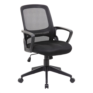 Scranton & Co Contemporary Mesh Fabric Swivel Office Chair in Black