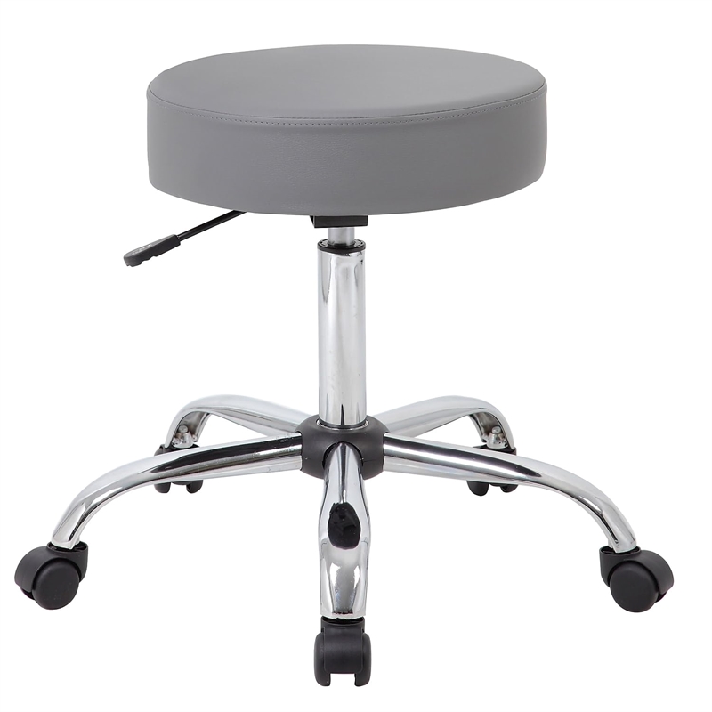 Scranton & Co Vinyl Gray Medical Lab Rolling Stool Ergonomic Adjustable 20.5
