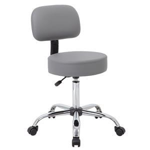 Scranton & Co 20.5&quot Modern Vinyl Medical Lab Rolling Stool with Back in Gray