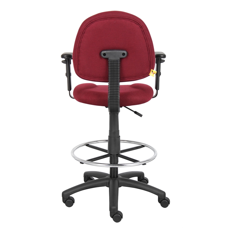 Scranton & Co Contoured Comfort Fabric Drafting Stool with Arms in Burgundy
