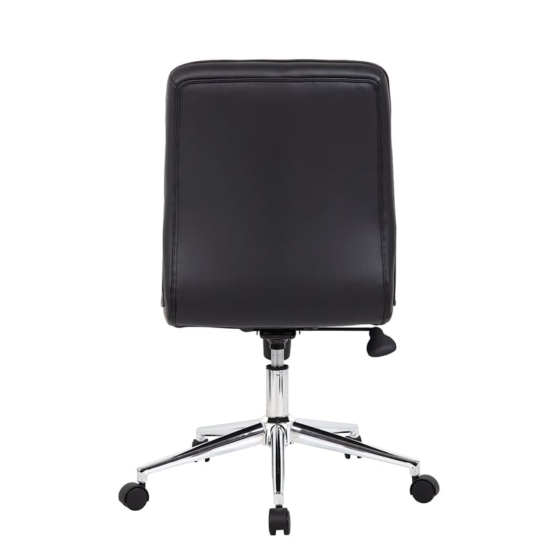 Scranton & Co Faux Leather Tufted Ergonomic Office Swivel Chair in Black