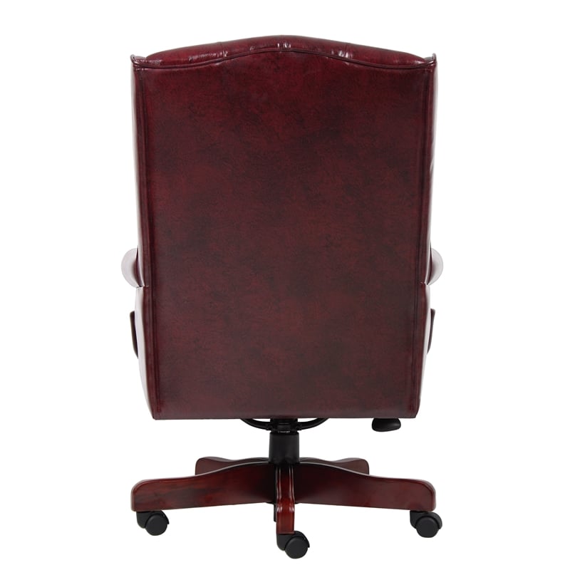 Scranton & Co Traditional Faux Leather High Back Tufted Executive Chair in Red