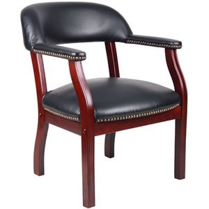 Scranton & Co Faux Leather Executive Guest Chair in Black