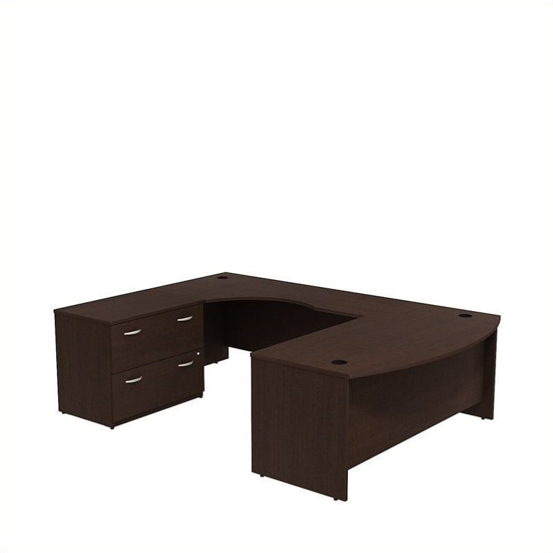 Scranton & Co Furniture 72W U Shaped Desk with File in Cherry