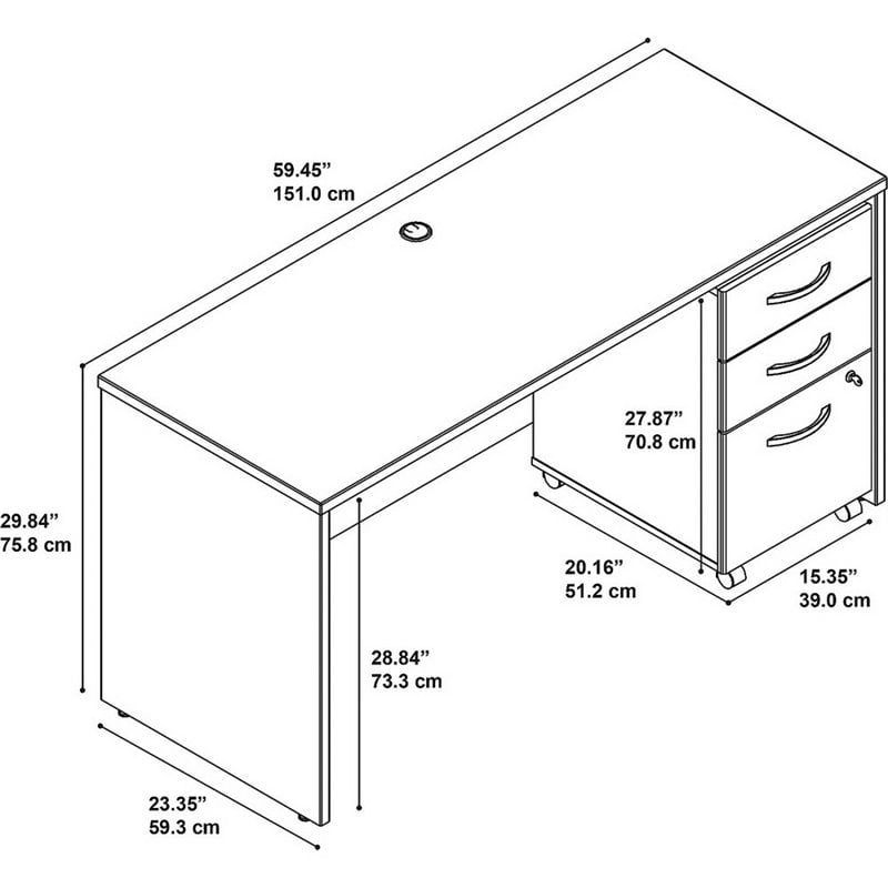 Scranton & Co Furniture 60W x 24D Office Desk with Drawers in Mahogany