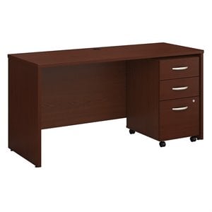 Scranton & Co Furniture 60W x 24D Office Desk with Drawers in Mahogany