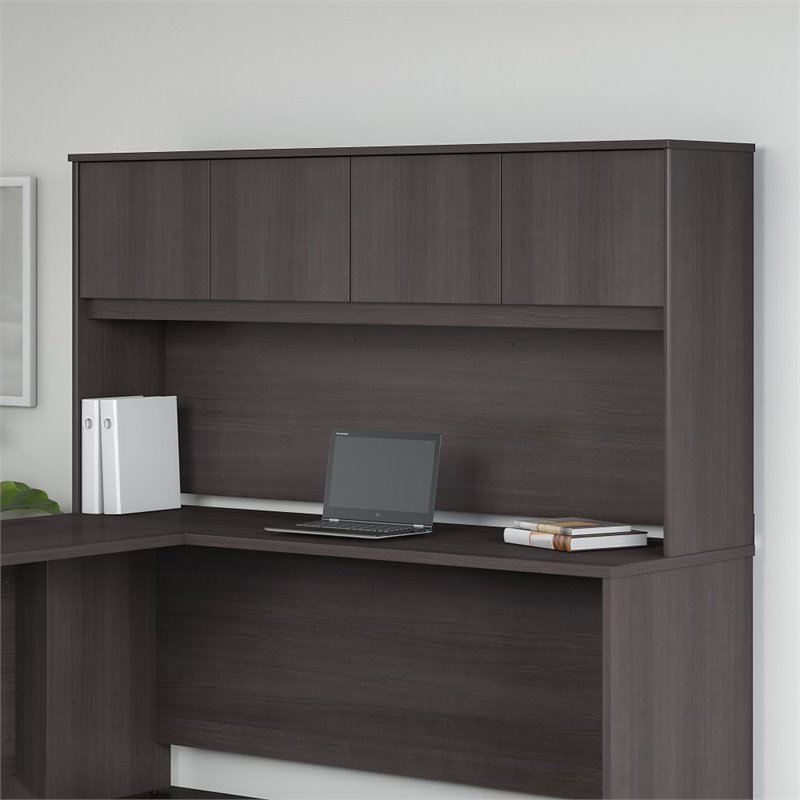 Scranton & Co Furniture 72W 4 Door Wood Hutch in Gray