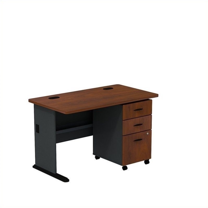 Scranton & Co Furniture 48W Desk with Drawers in Cherry and Galaxy