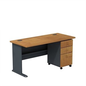 scranton & co furniture 60w desk with drawers in natural cherry and slate