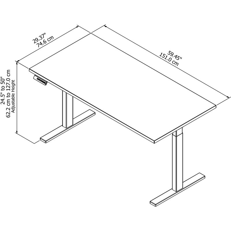 Scranton & Co Furniture 60W Height Adjustable Standing Desk in White
