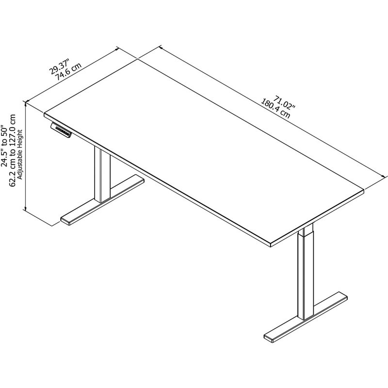 Scranton & Co Furniture 72W x 30D Height Adjustable Desk in Cherry