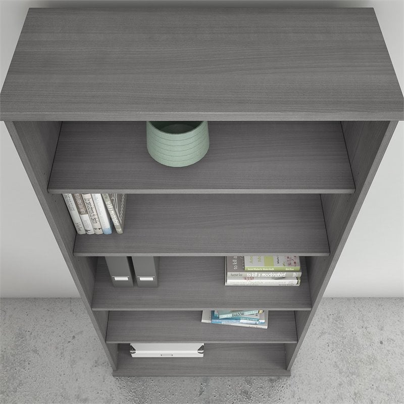 Scranton & Co Furniture 5 Shelf Bookcase in Platinum Gray