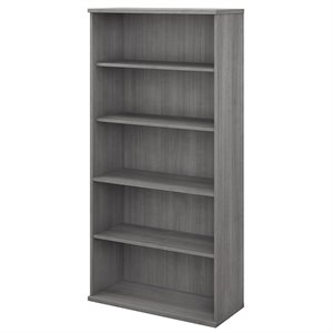 scranton & co furniture 5 shelf bookcase in platinum gray