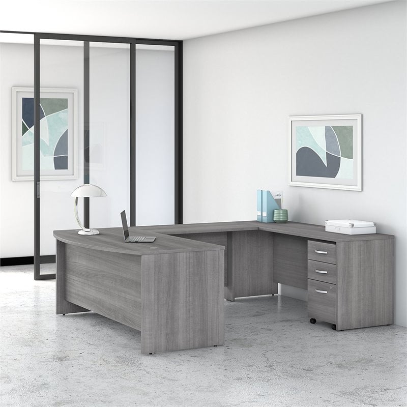 Scranton & Co Furniture 72W U Shaped Desk with Mobile File Cabinet