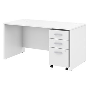 scranton & co furniture 60w office desk with file cabinet in white