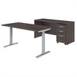 Scranton & Co Furniture 60W Height Adjustable Standing Desk Office Suite in Gray