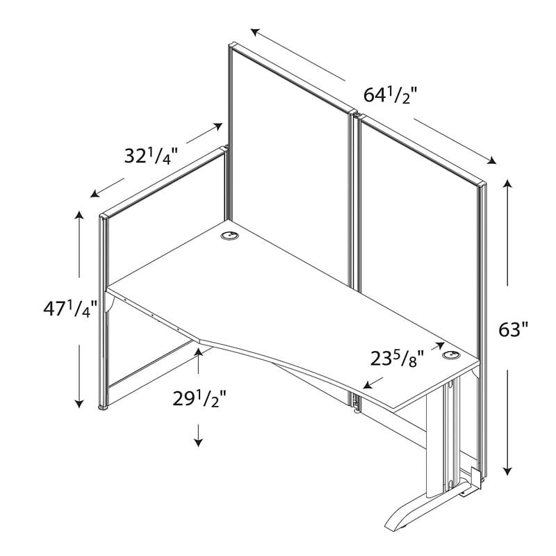Scranton & Co Furniture 65W x 33D Cubicle Workstation in Cherry