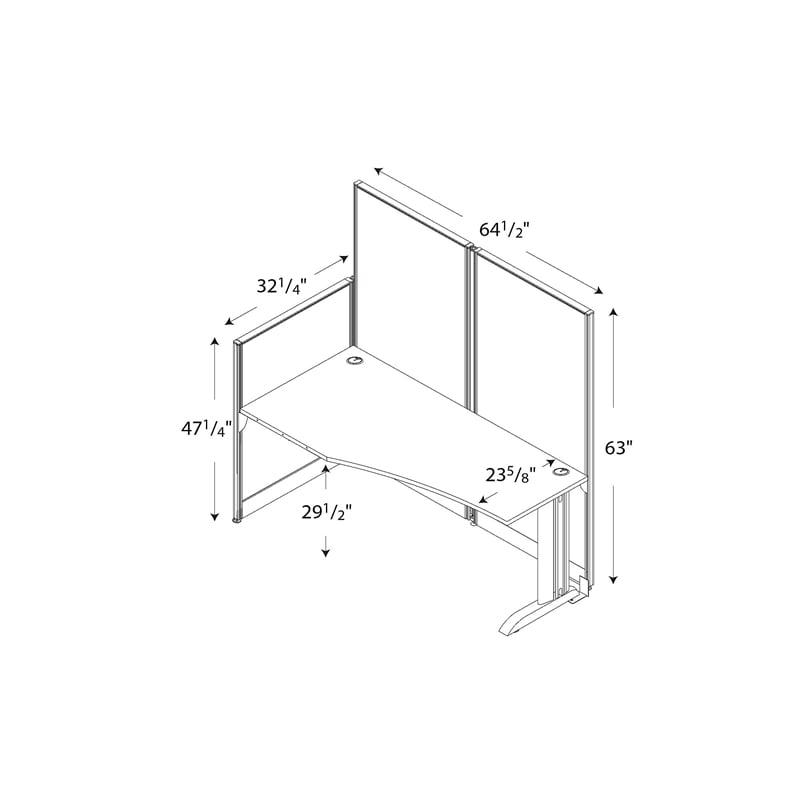 Scranton & Co Furniture 65W x 33D Cubicle Workstation with Storage in Cherry