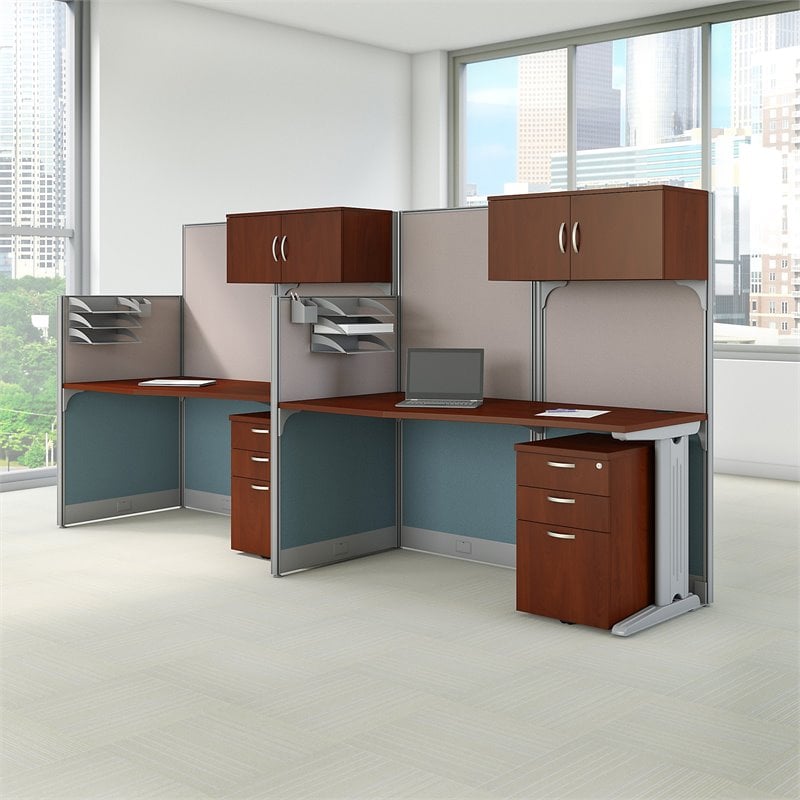 Scranton & Co Furniture 2 Person Cubicle in Cherry