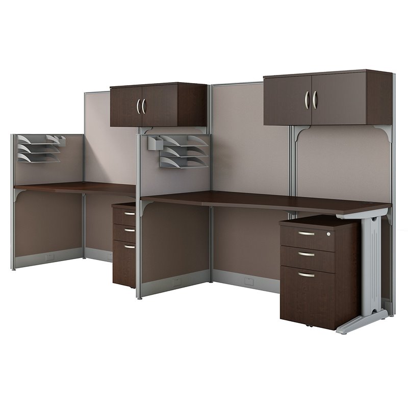 Scranton & Co Furniture 2 Person Cubicle in Cherry